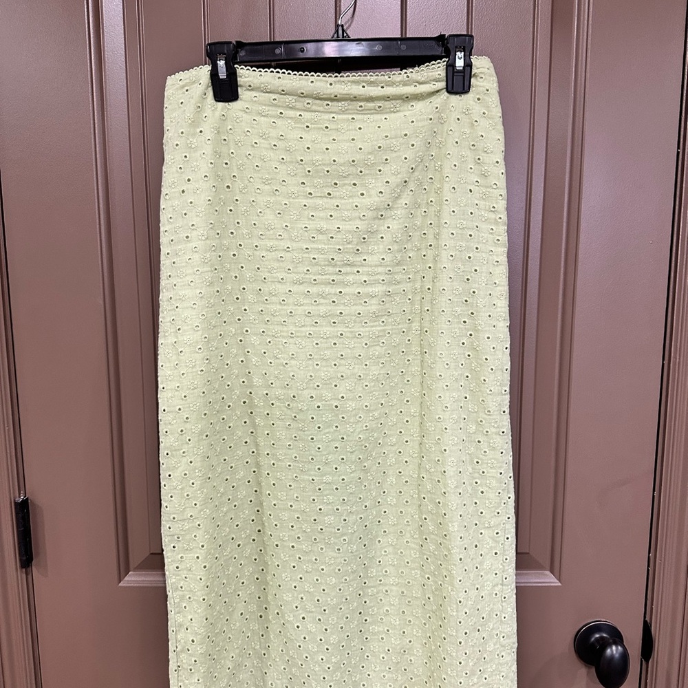 Altar'd State Light Green Eyelet Maxi Skirt